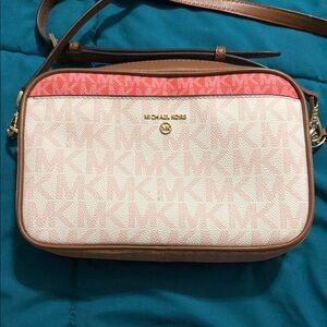 Michael Kors Coral and Beige Crossbody Bag